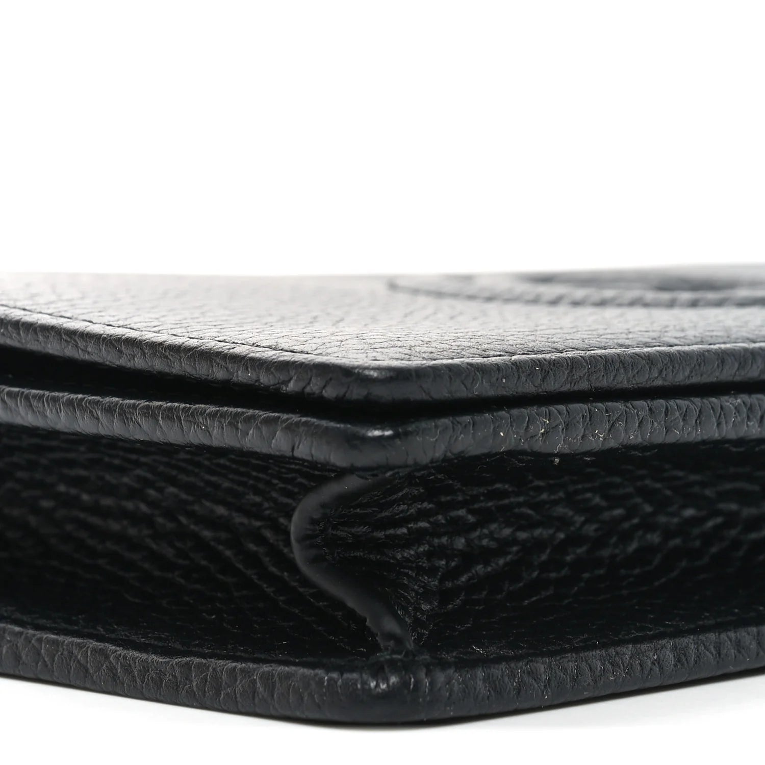 Pebbled Calfskin Soho Wallet on Chain Black