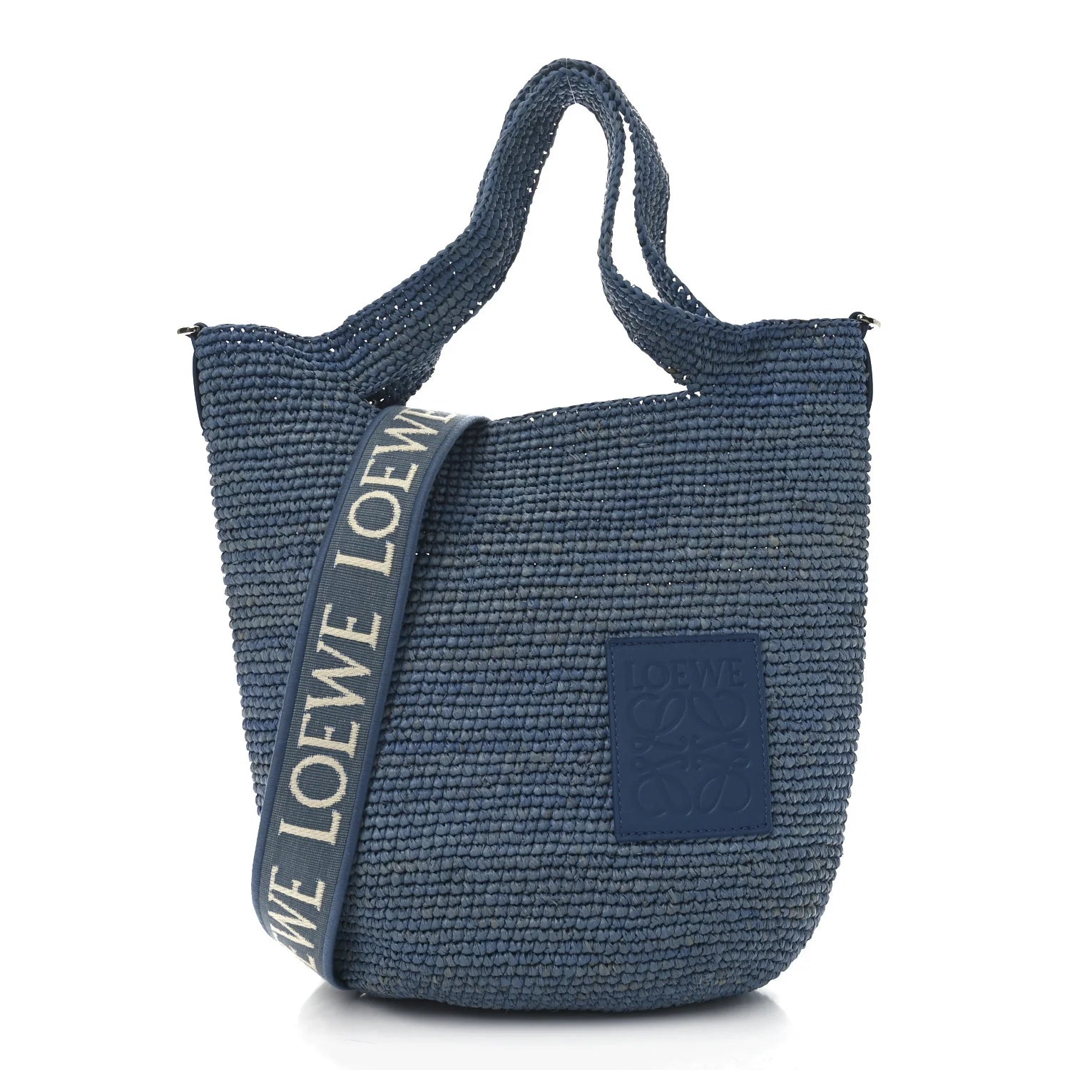 Raffia Mini Slit Tote Bag Blue