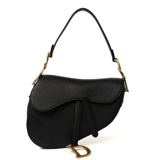 Grained Calfskin Saddle Bag Black