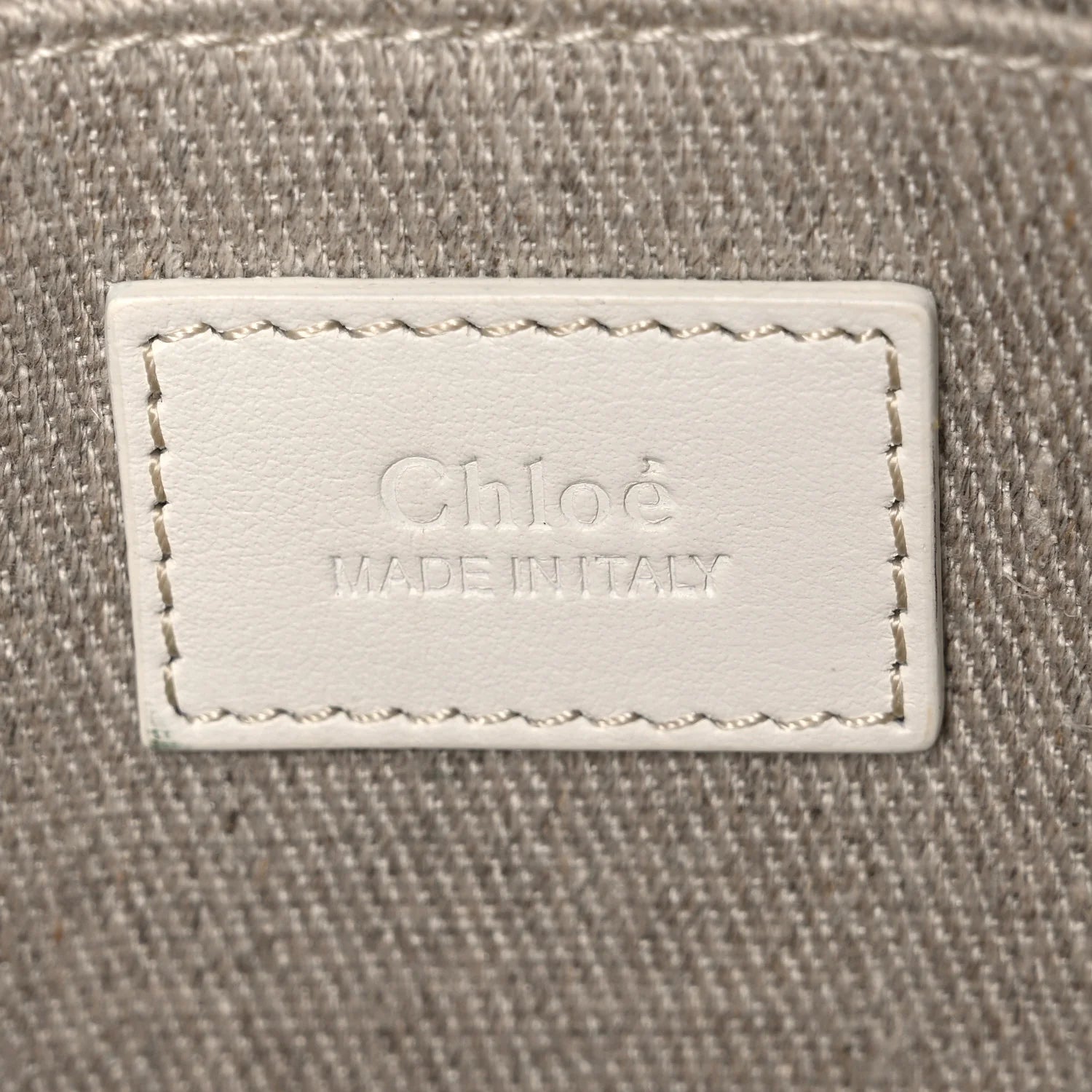 Linen Canvas Calfskin Blanket Stitched Medium Woody Ribbon Tote White Multicolor