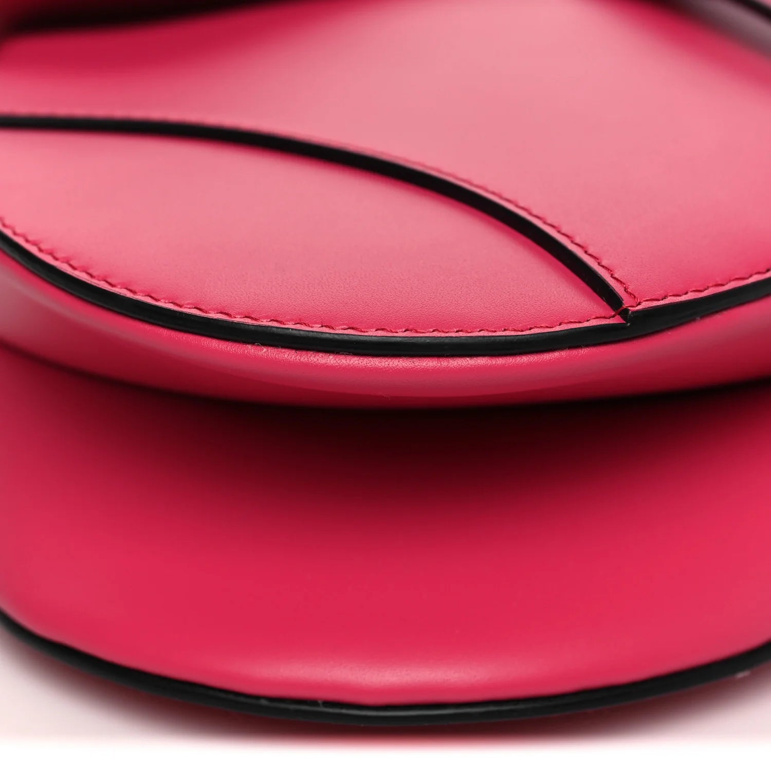 Supple Calfskin Saddle Bag with Strap Passion Pink