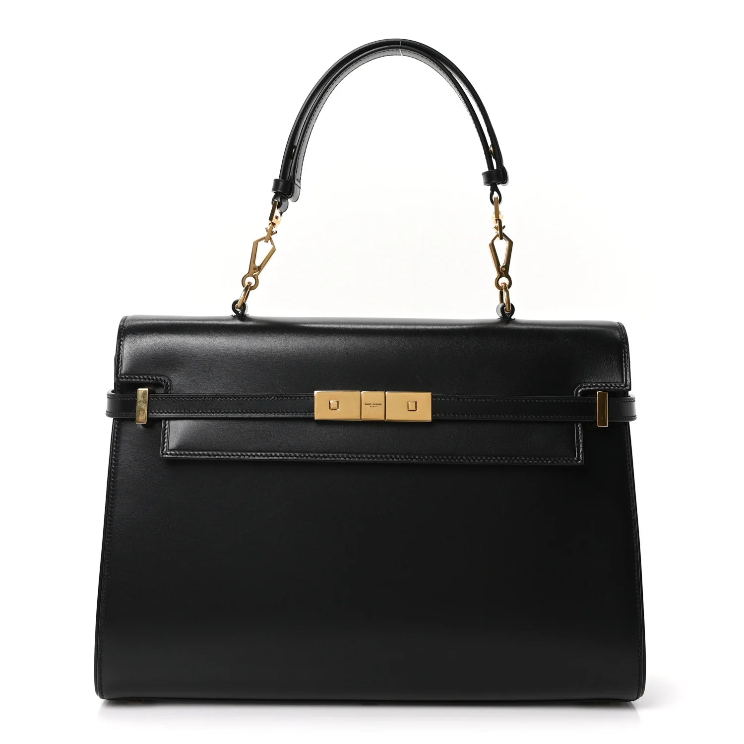 Smooth Calfskin Manhattan Top Handle Black