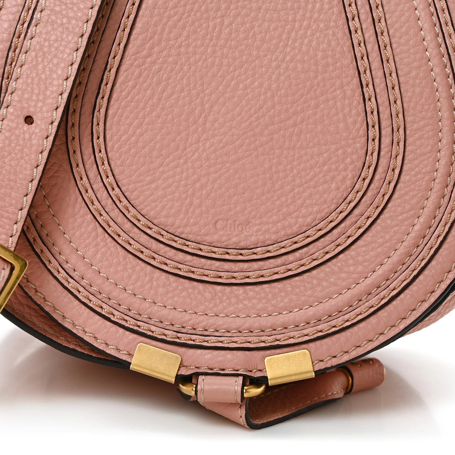 Grained Calfskin Small Marcie Saddle Bag Pink