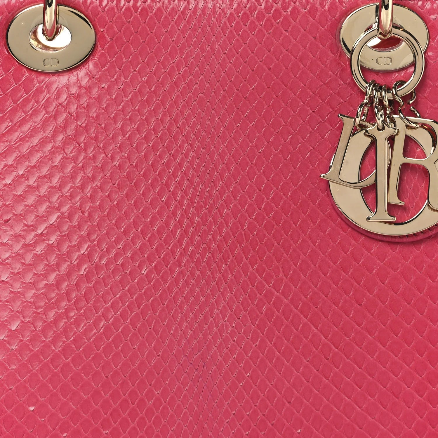 Snakeskin Large Lady Dior Pink