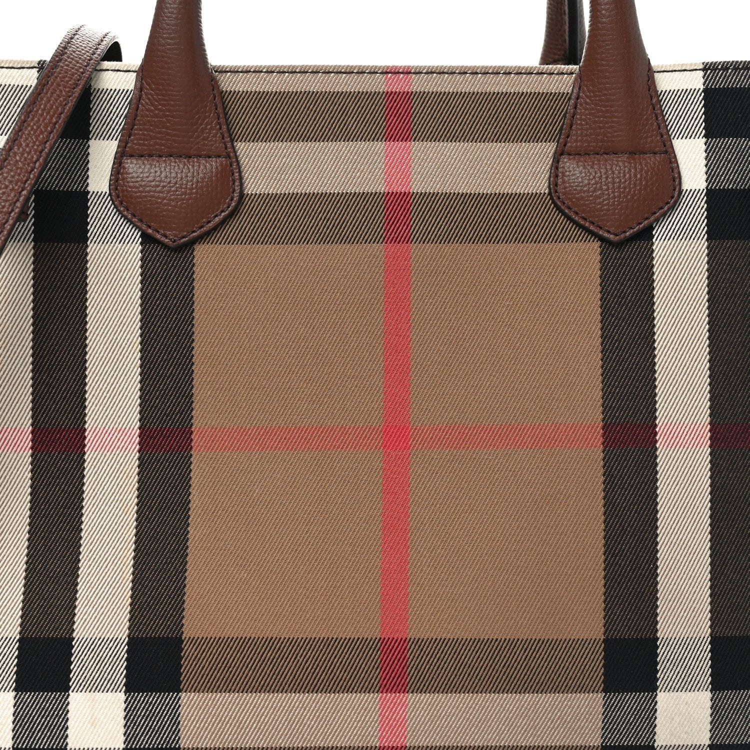 House Check Grainy Calfskin Medium Banner Tote Tan