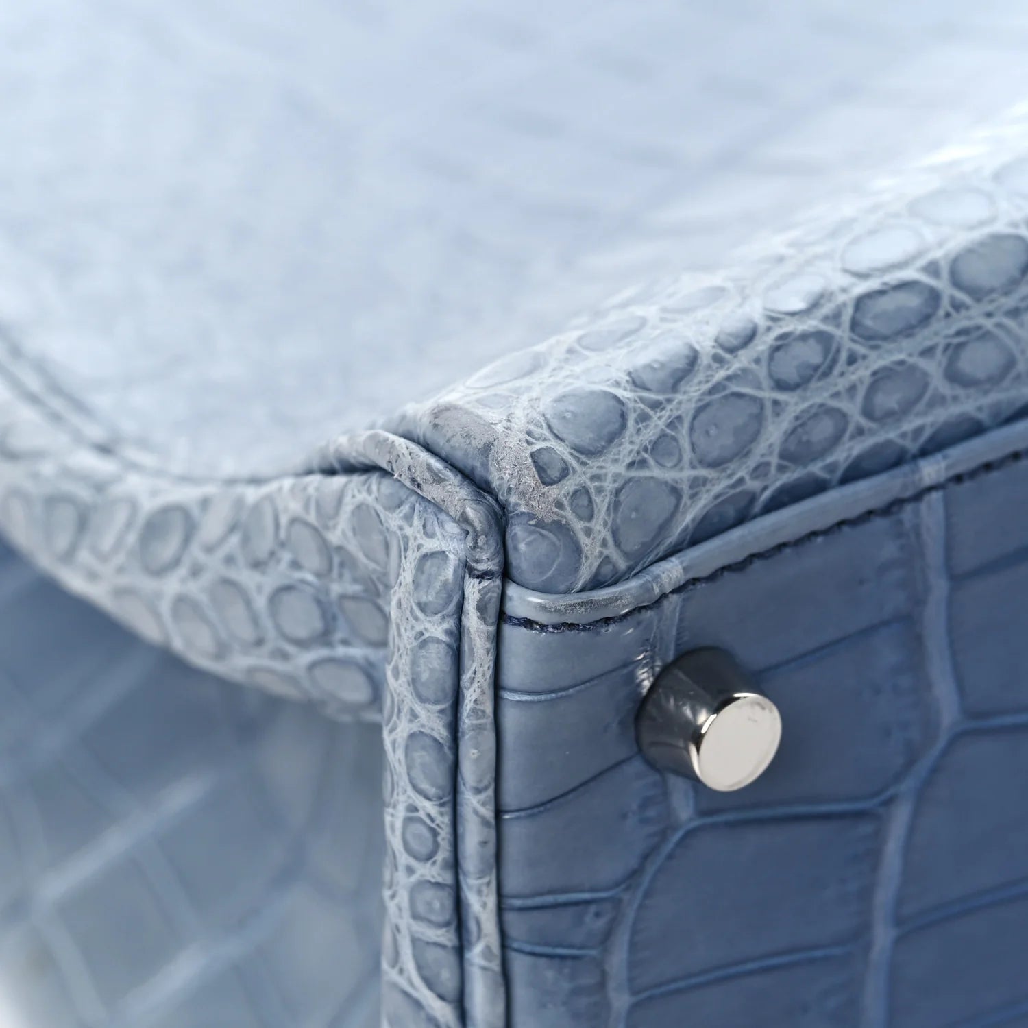 Matte Porosus Crocodile Kelly 35 Bleu Brighton