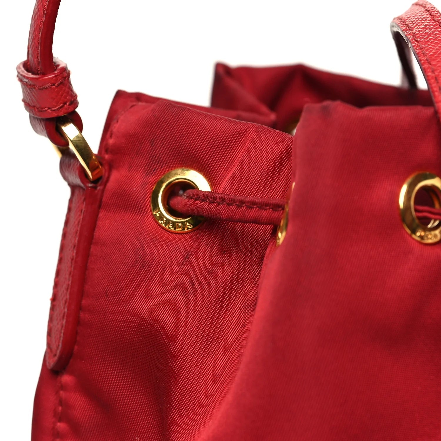 Nylon Vela Saffiano Mini Bucket Crossbody Bag