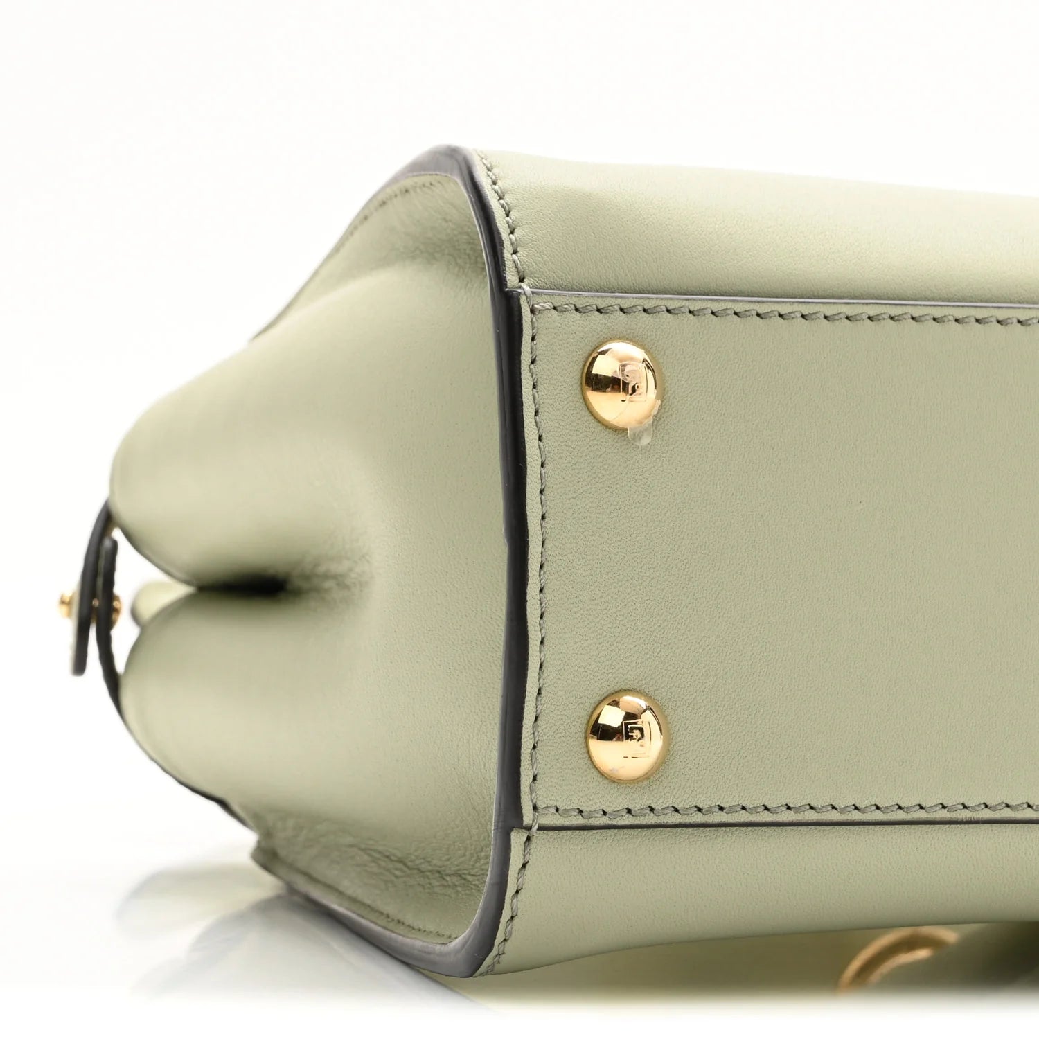 Vitello Seta Canvas FF Embroidered Mini Peekaboo Iconic Satchel Green Tea