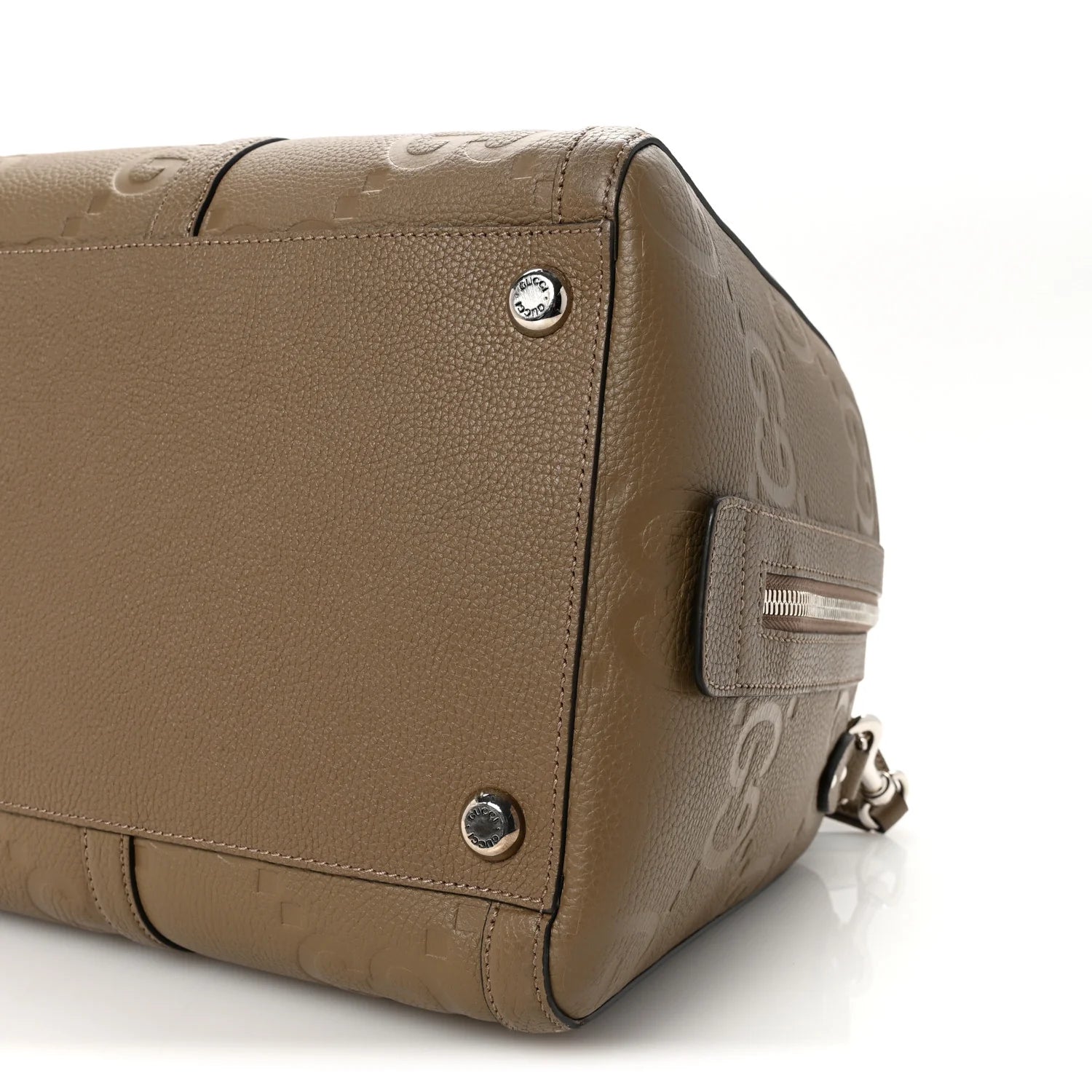 Piuma Calfskin Jumbo GG Embossed Large Duffle Bag Good Taupe