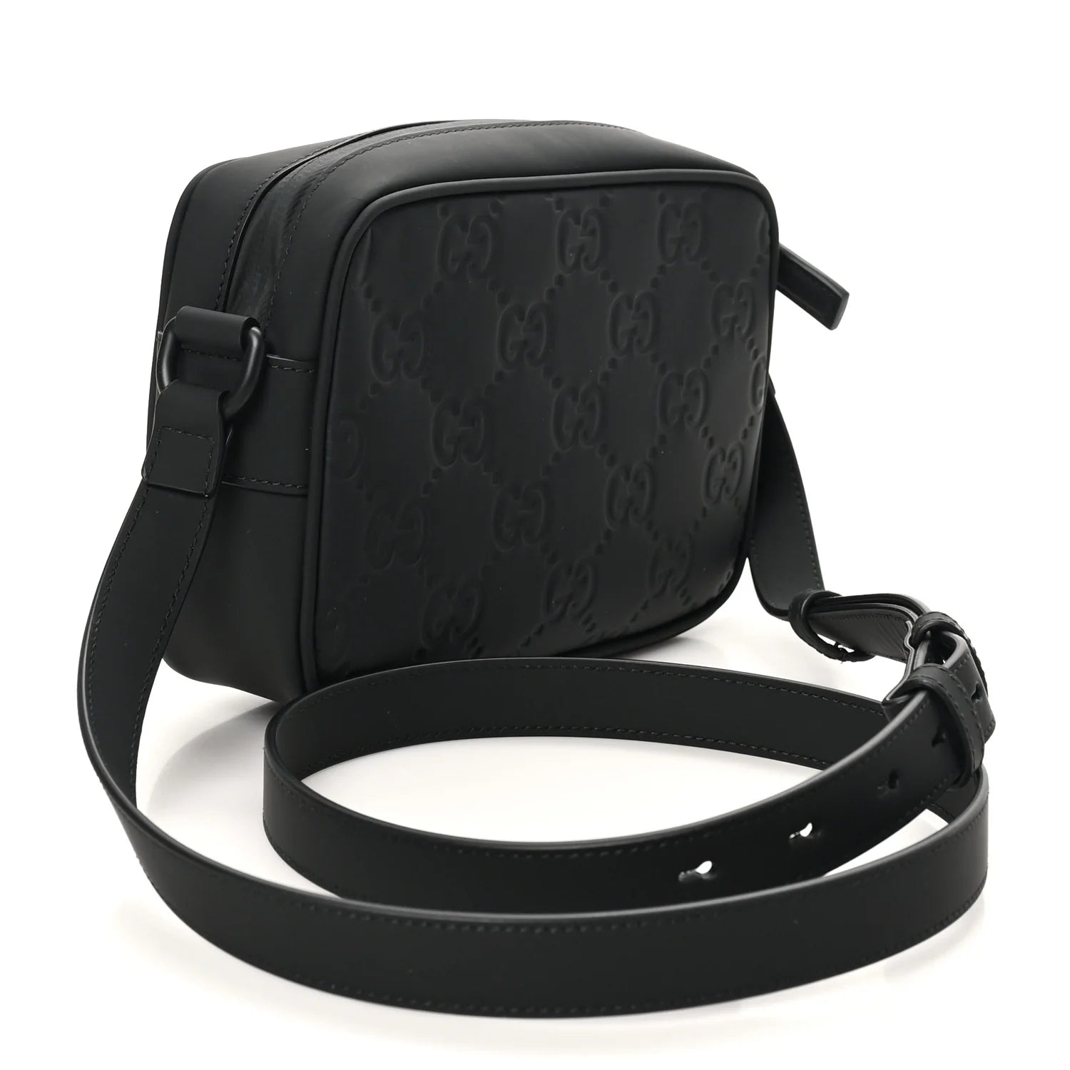 Rubber Effect Calfskin GG Mini Crossbody Bag Black