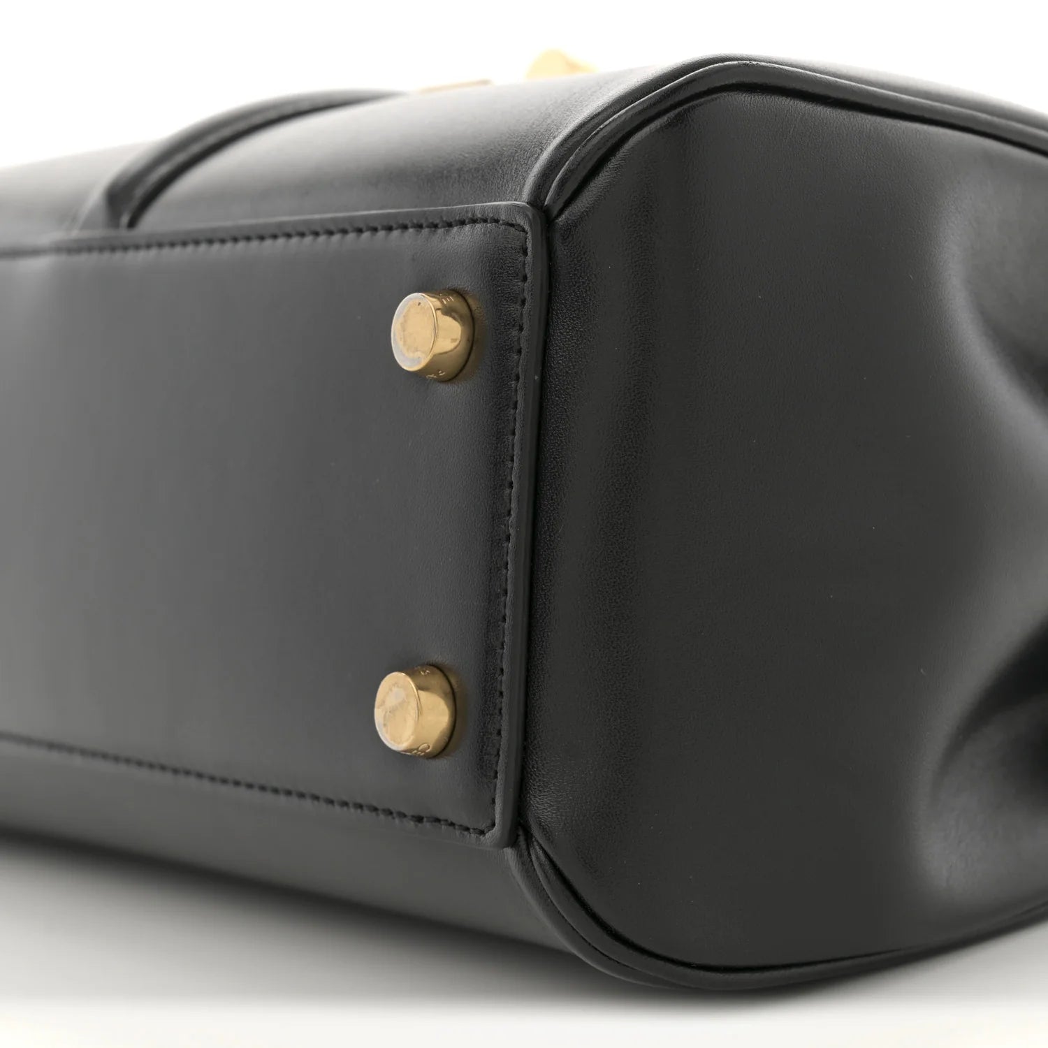 Satinated Calfskin Small 16 Top Handle Bag Black