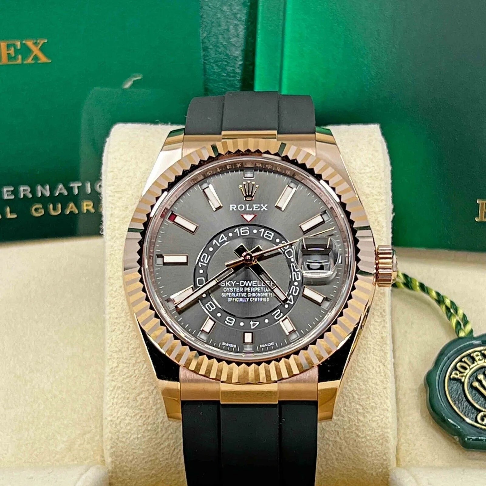 Sky-Dweller, 42Mm, 18K Everose Gold, Oysterflex, Rhodium, Ref# 326235-0006
