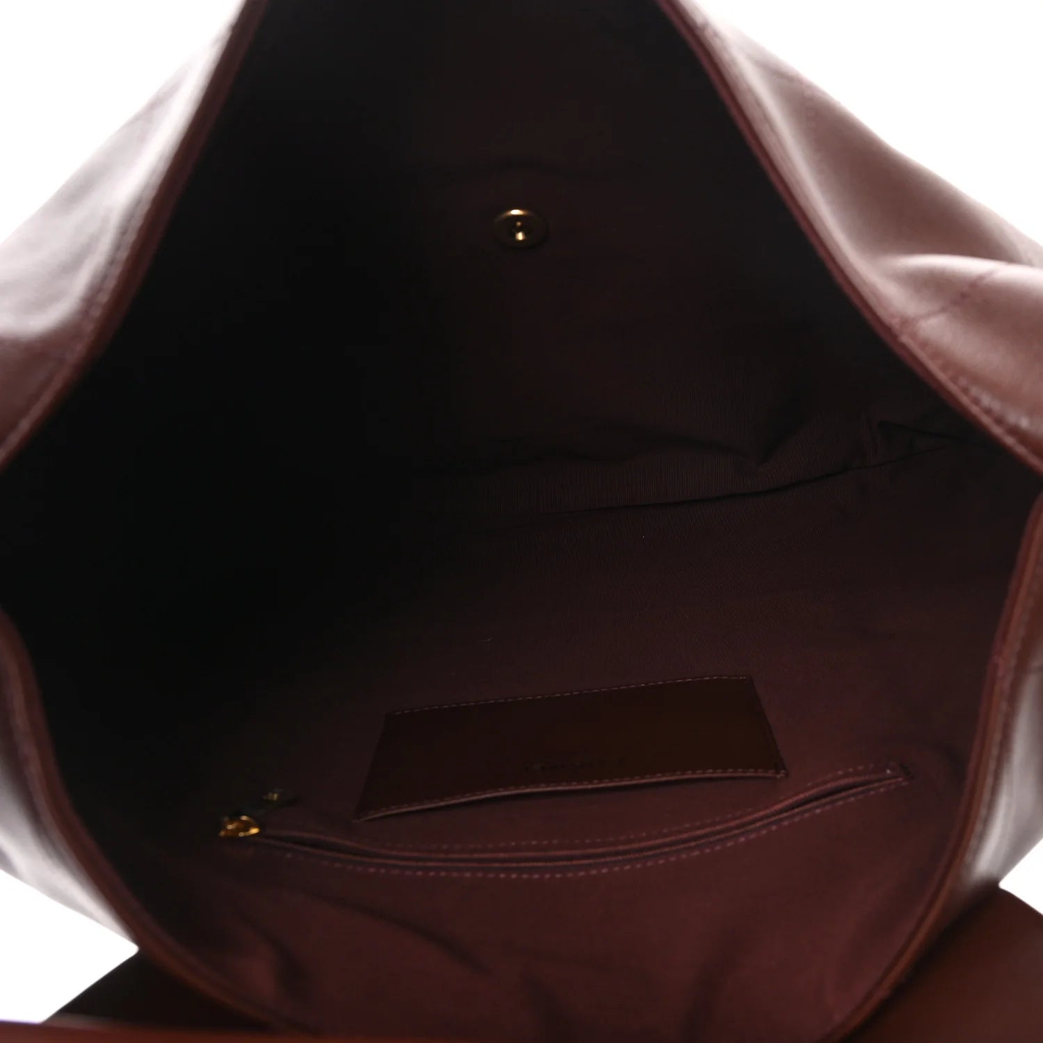 Shiny Calfskin Quilted Maxi Chain Hobo Dark Brown