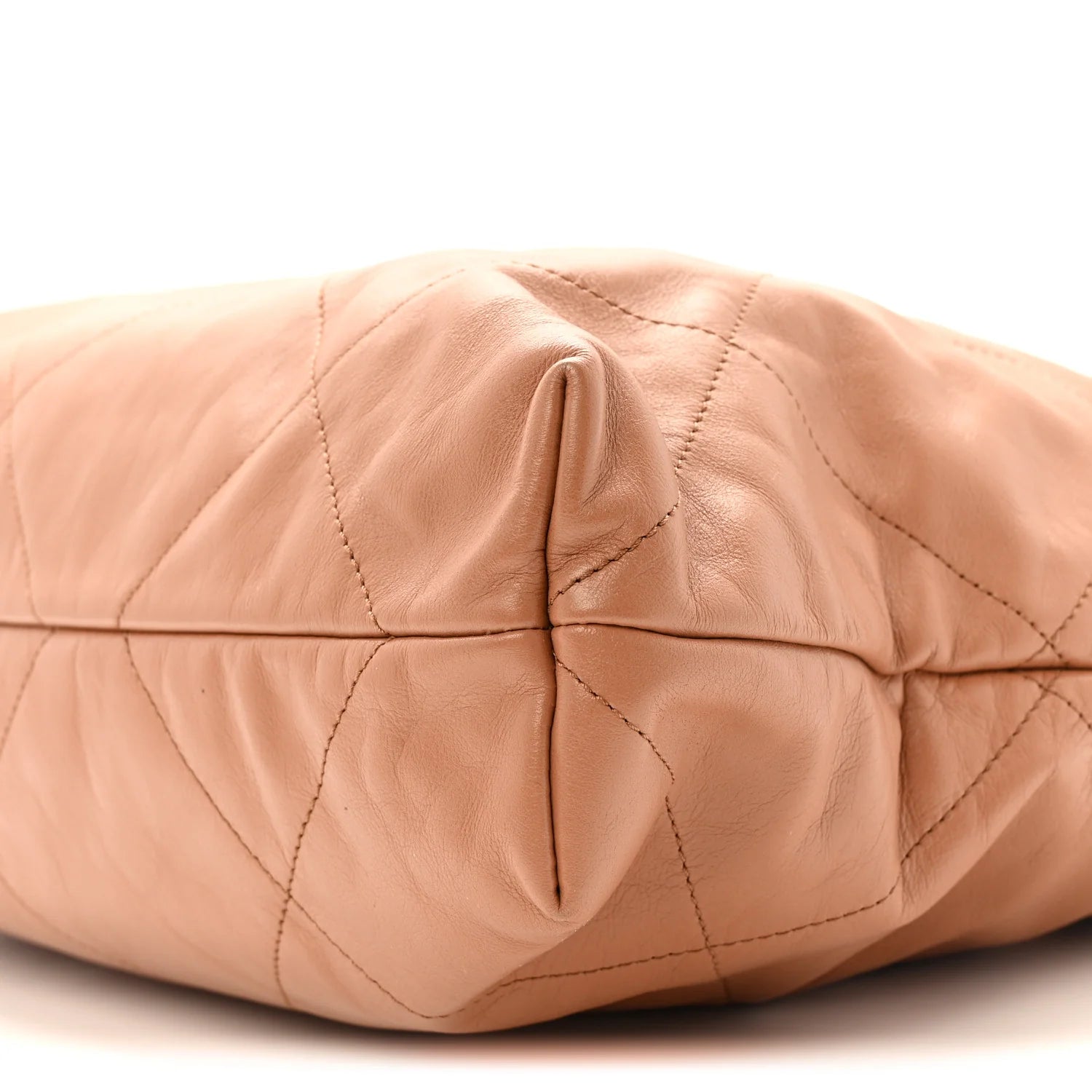 Shiny Calfskin Quilted  22 Camel