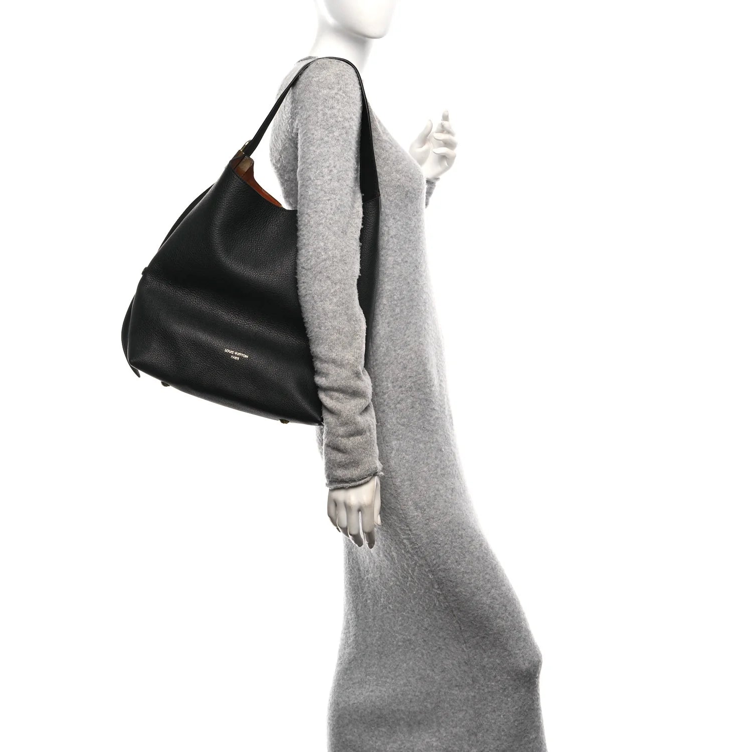 Grained Calfskin Low Key Hobo MM Black