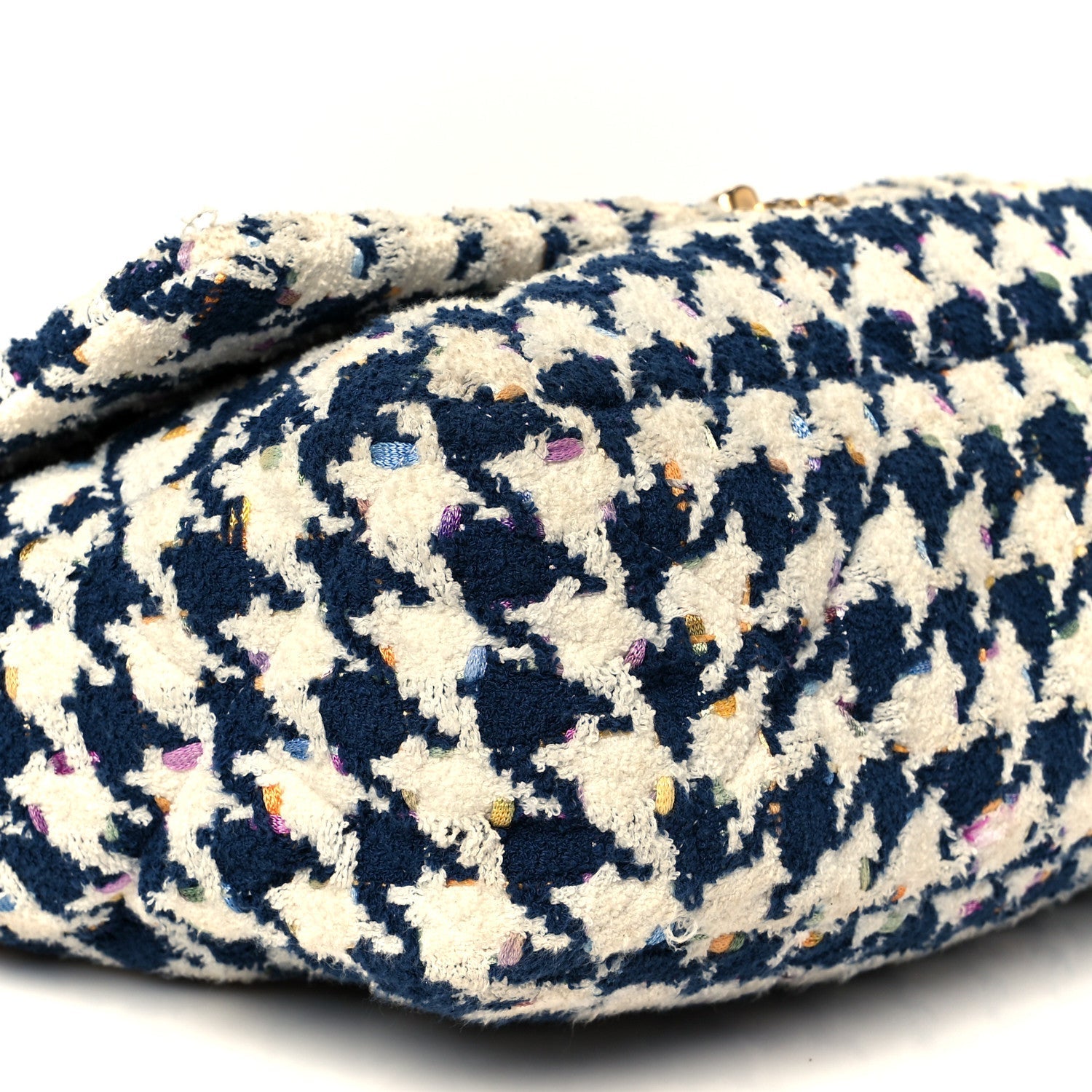 Tweed Quilted Maxi  19 Flap Ecru Navy Blue Multicolor