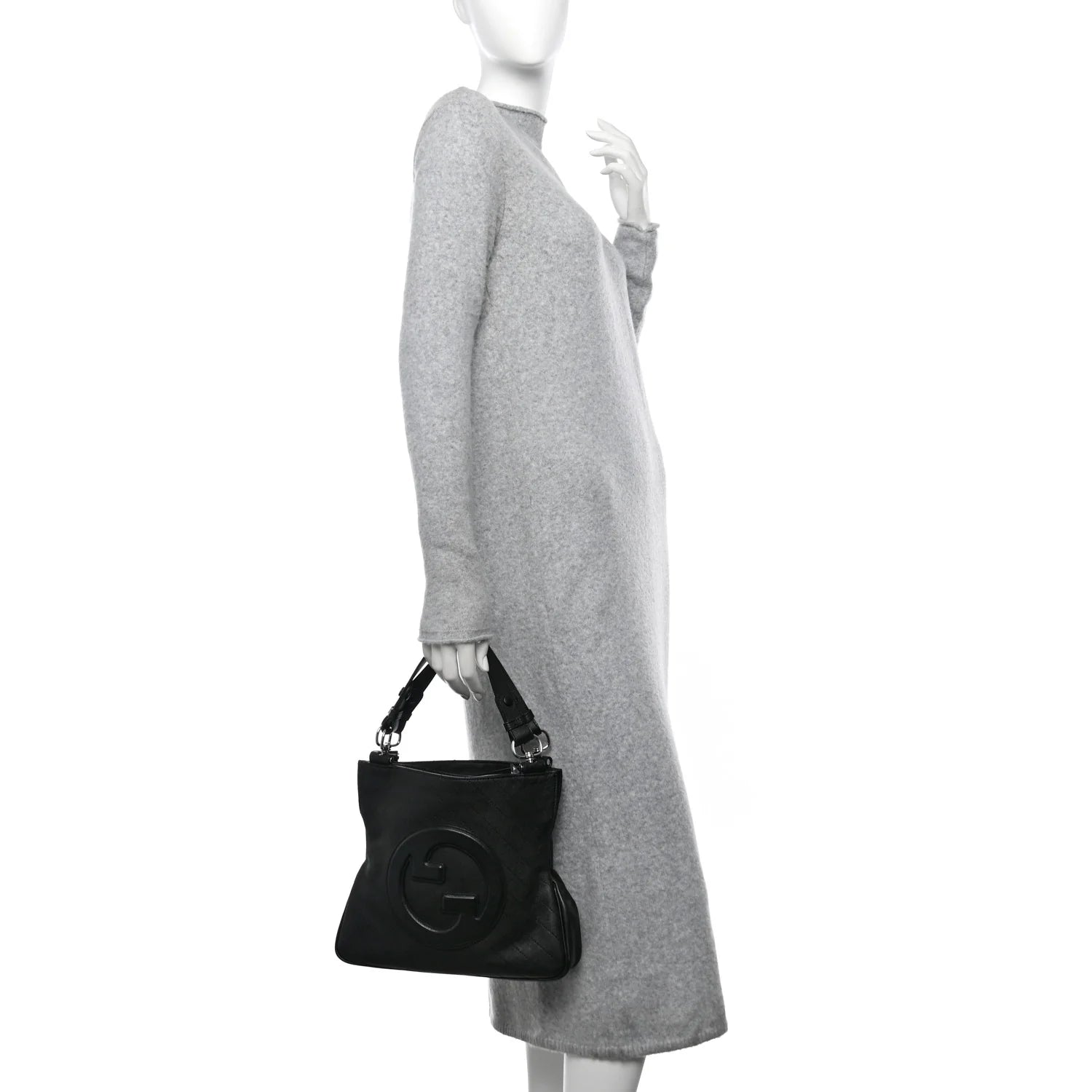 Sakai Be Green Calfskin Diagonal Stitched Small Blondie Tote Black