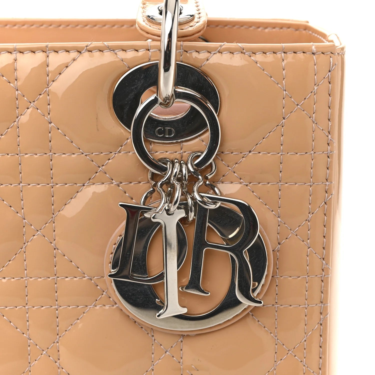 Patent Cannage Medium Lady Dior Beige