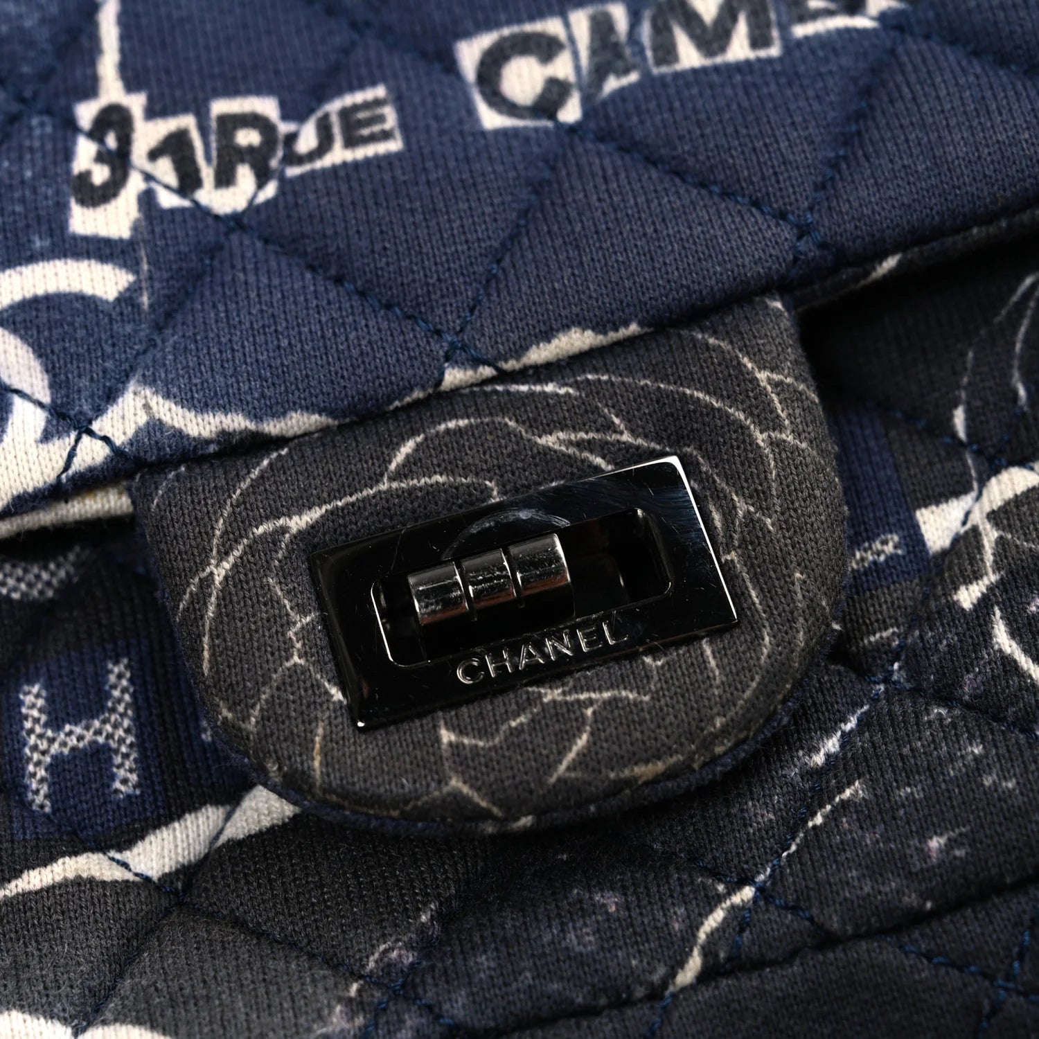 Jersey Quilted Camellia 2.55 Reissue Mini Flap Black White