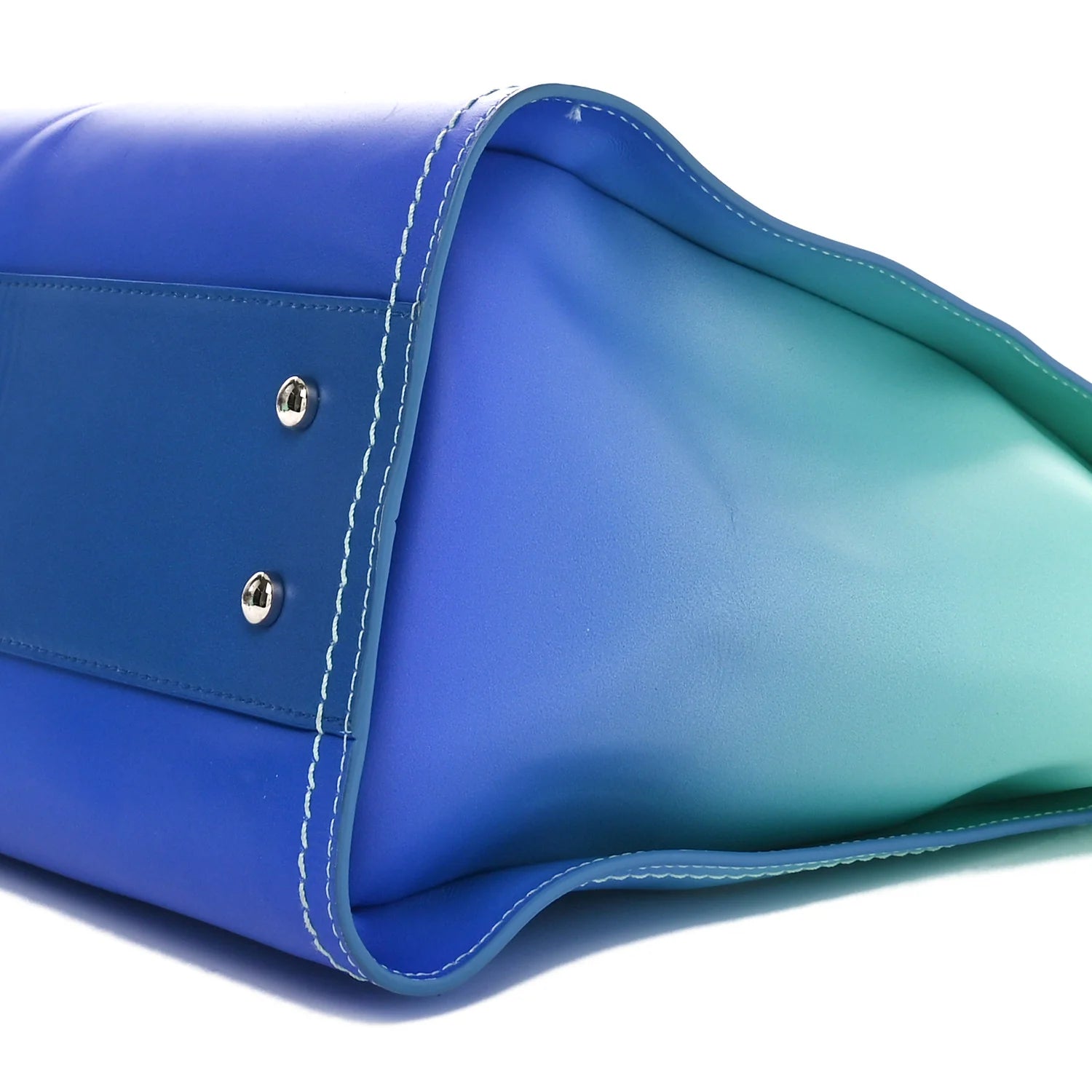 Shaded Calfskin Small Deauville Tote Light Green Turquoise Purple