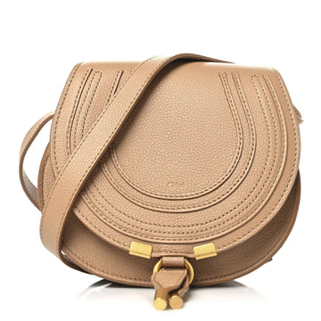 Grained Calfskin Small Marcie Saddle Bag Light Tan