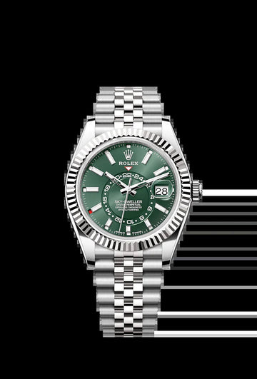 Sky-Dweller, 42Mm, Oystersteel and 18K White Gold, Green, Jubilee, Ref# 336934-0002