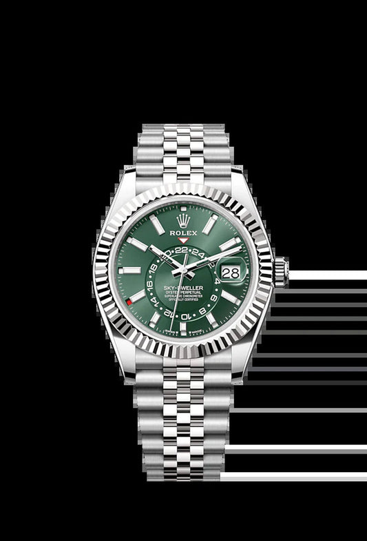 Sky-Dweller, 42Mm, Oystersteel and 18K White Gold, Green, Jubilee, Ref# 336934-0002