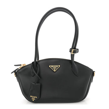 City Calf Small Triangle Shoulder Bag Black
