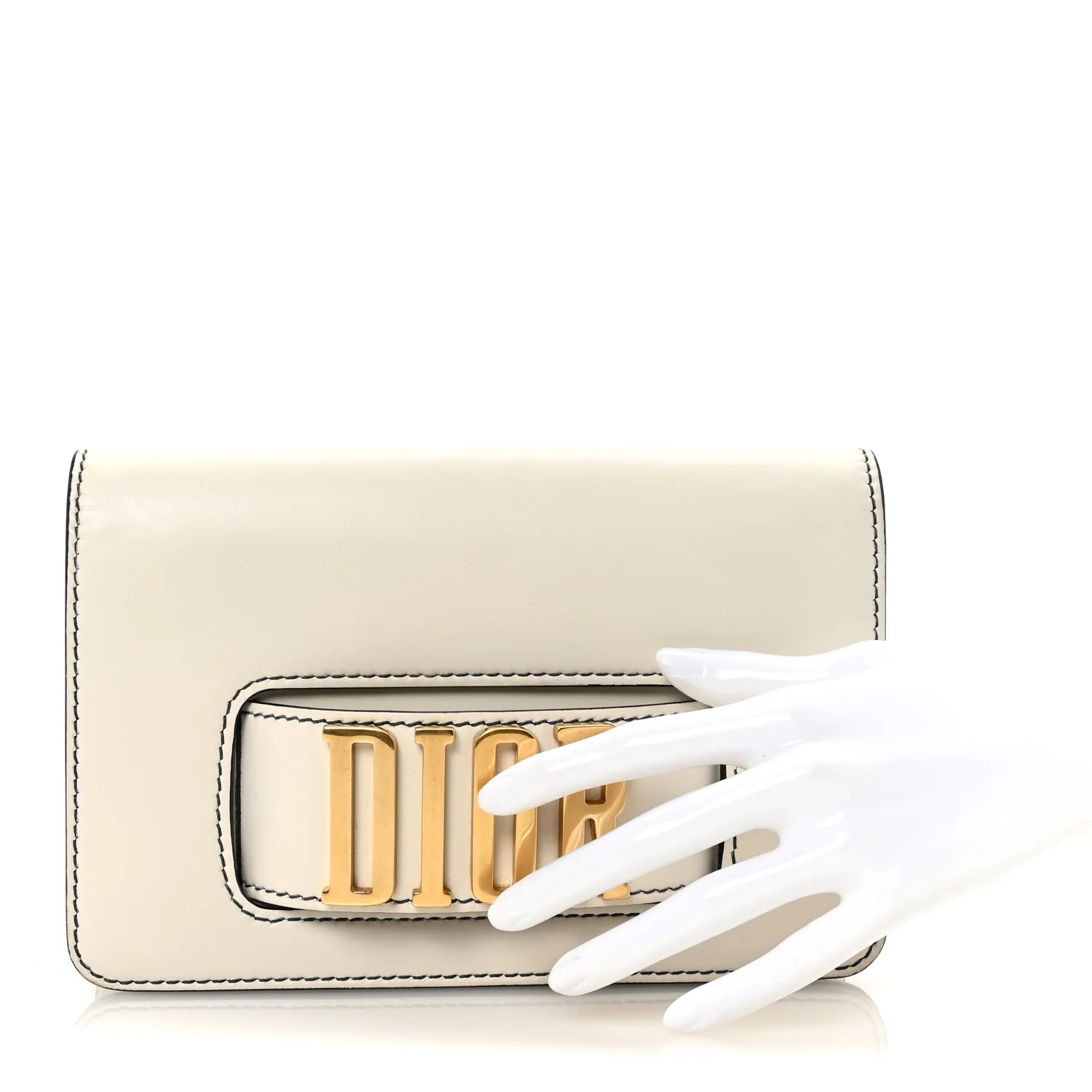 Smooth Calfskin Dio(R)Evolution Flap Clutch White