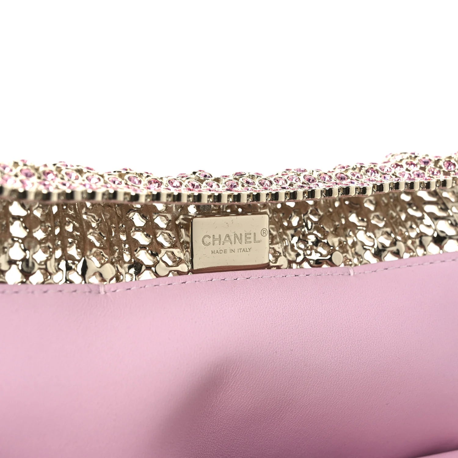 Crystal Embellished Metallic Lambskin Mini  22 Pink