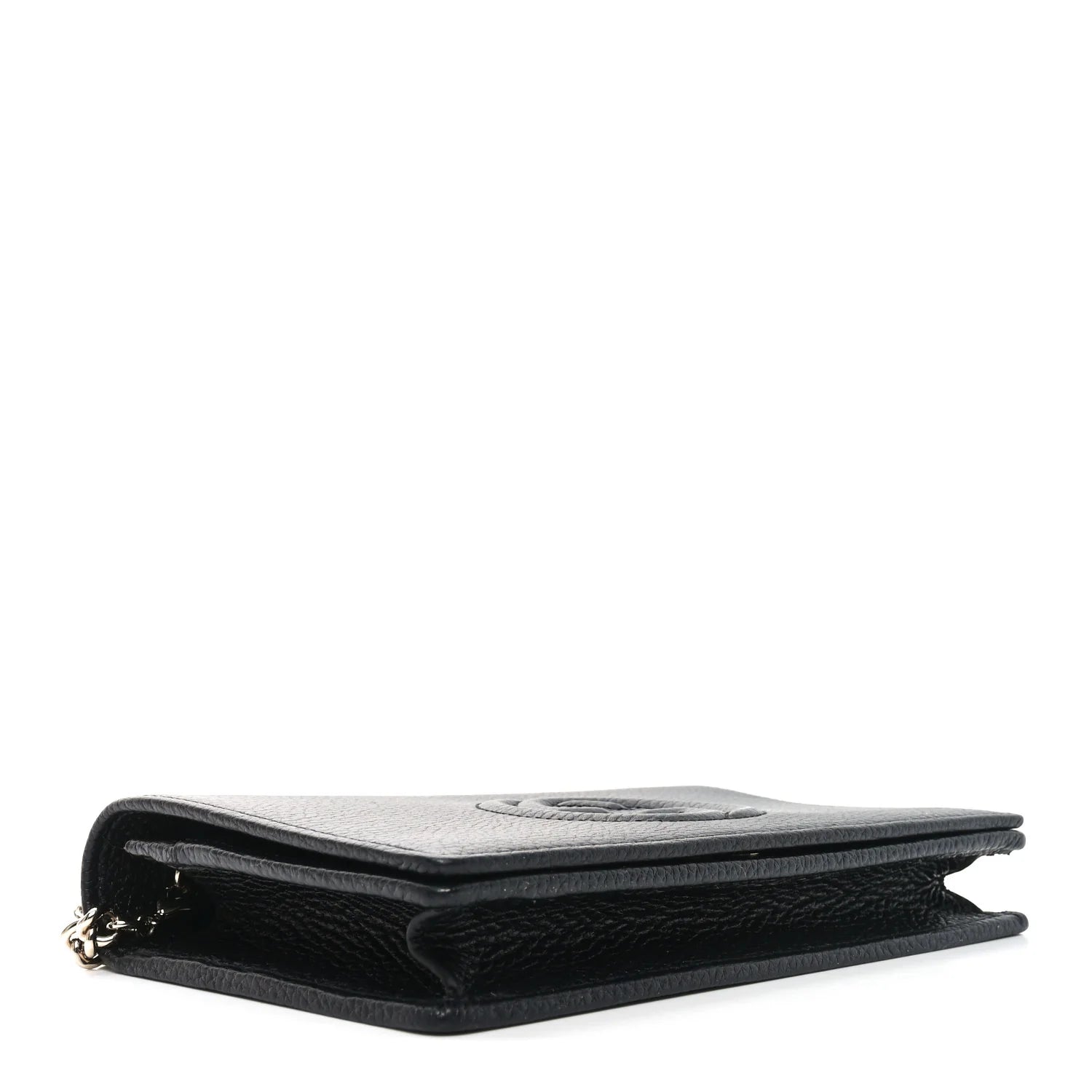 Pebbled Calfskin Soho Wallet on Chain Black