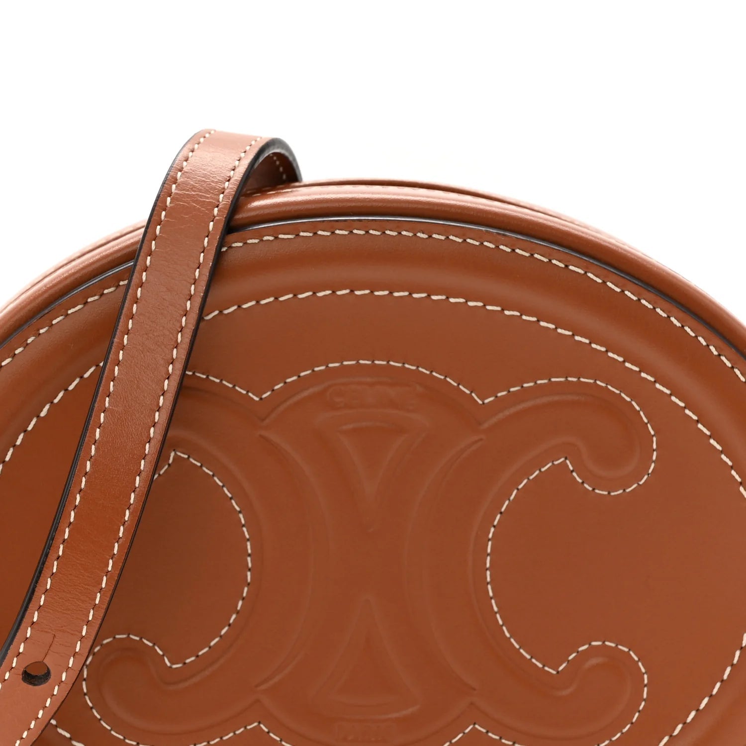 Smooth Calfskin Cuir Small Triomphe Oval Crossbody Purse Tan