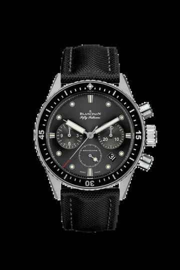 Unworn  Fifty Fathoms Bathyscaphe Chronographe Flyback, Stainless Steel, 43Mm, Ref# 5200-1110-B52A, Box and Papers
