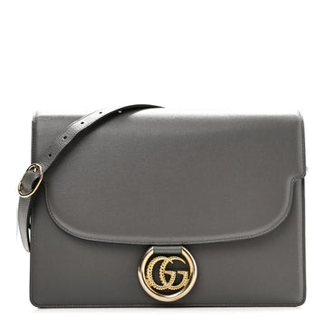 Textured Calfskin Medium Torchon GG Ring Shoulder Bag Grey