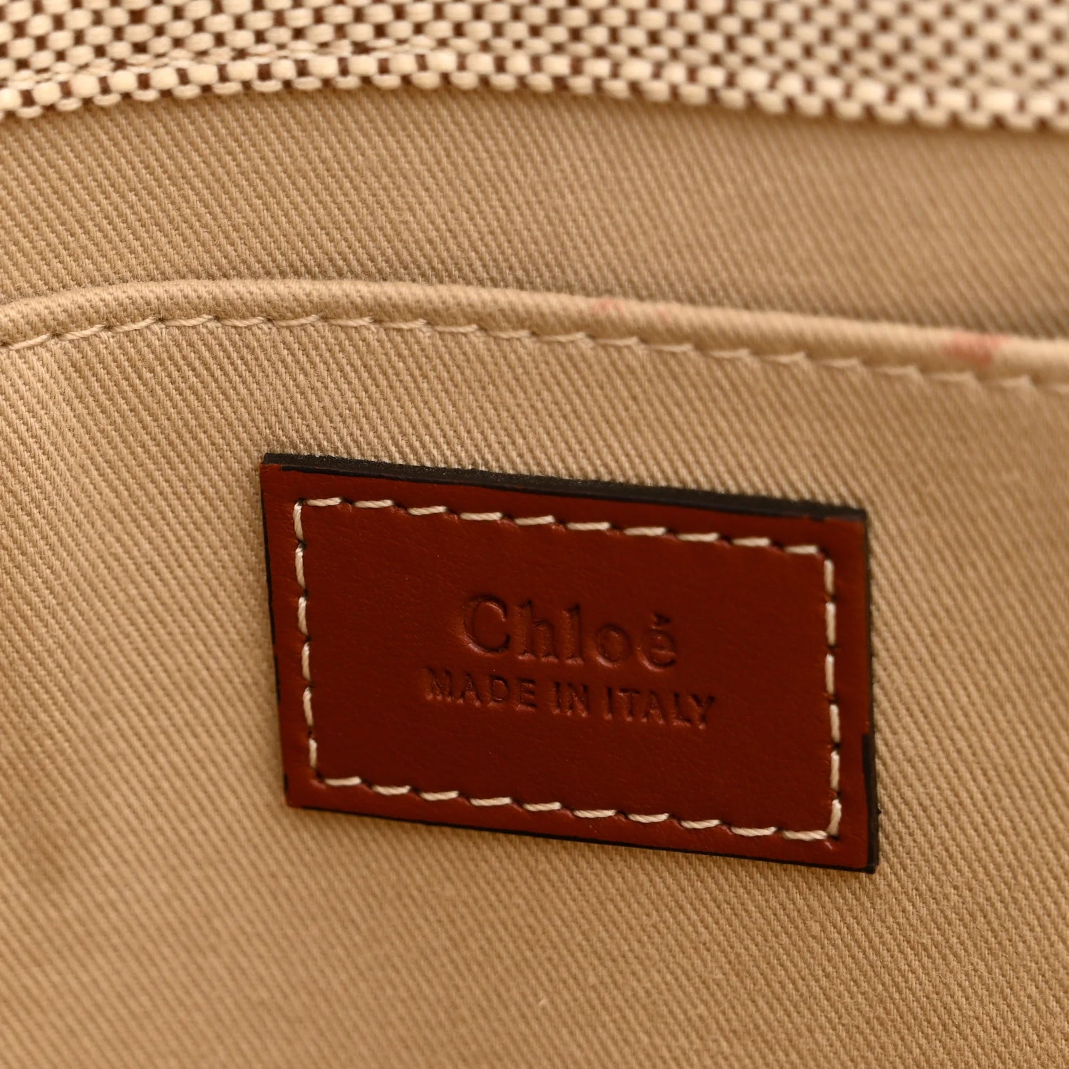 Cotton Calfskin Large Woody Ribbon Tote White Brown