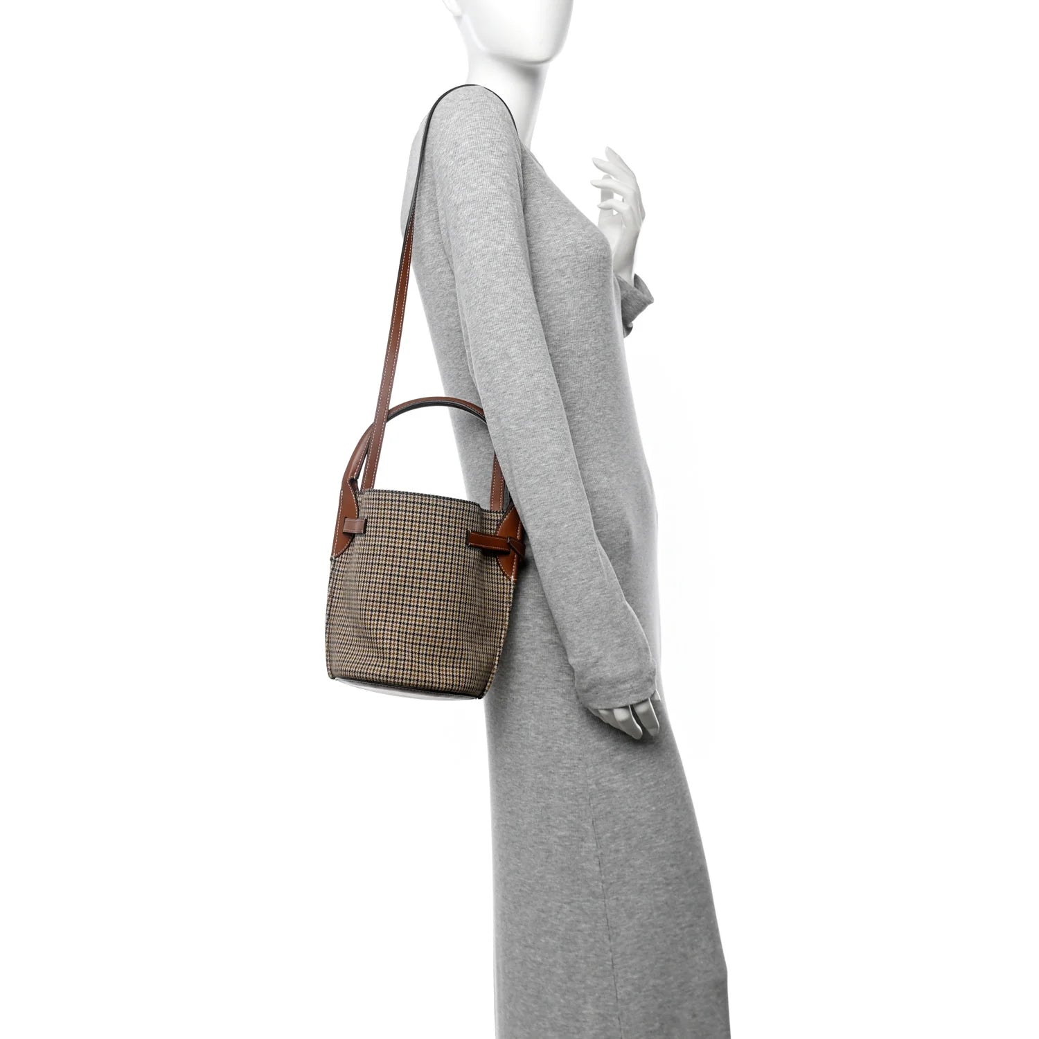 Smooth Calfskin Tweed Nano Big Bag Bucket Tan