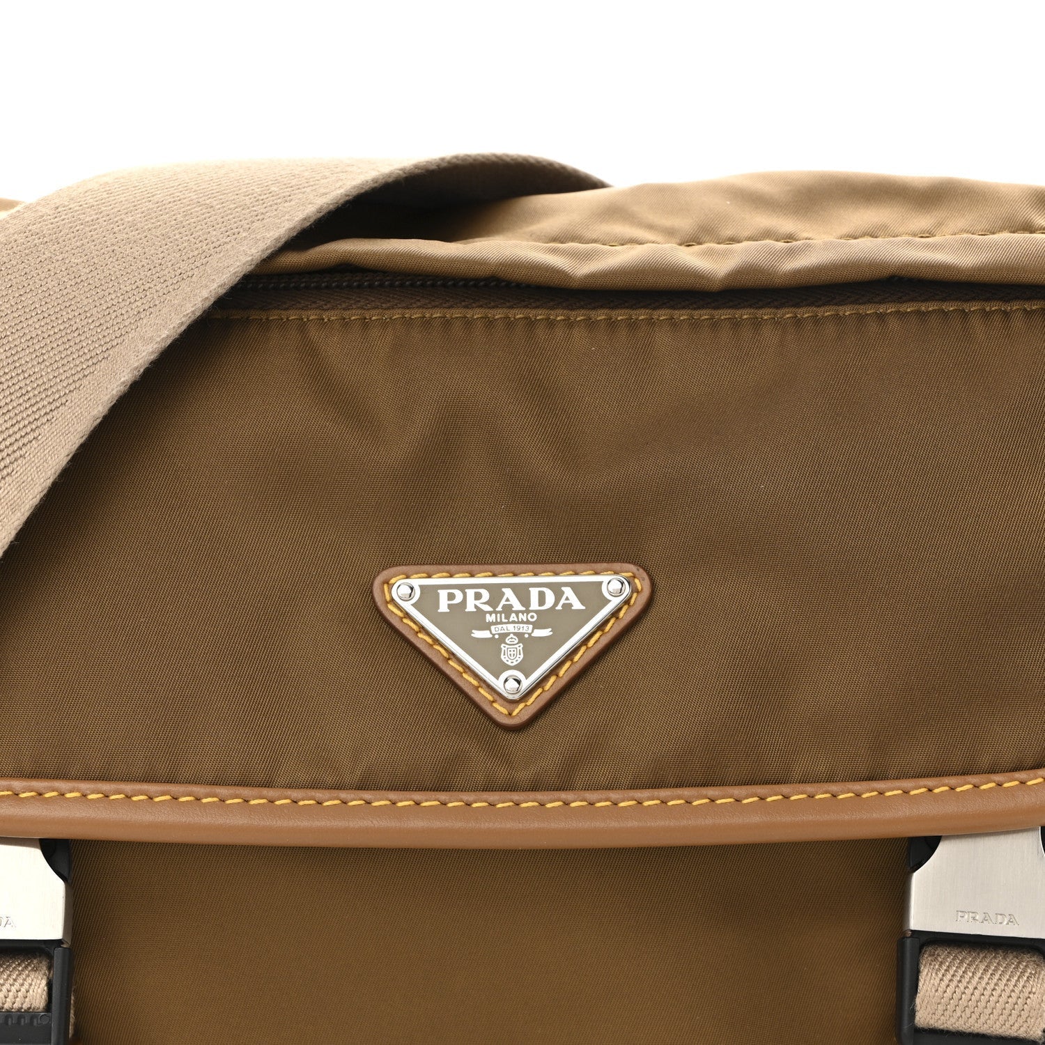 Re-Nylon Nappa Triangle Medium Shoulder Bag Cocoa