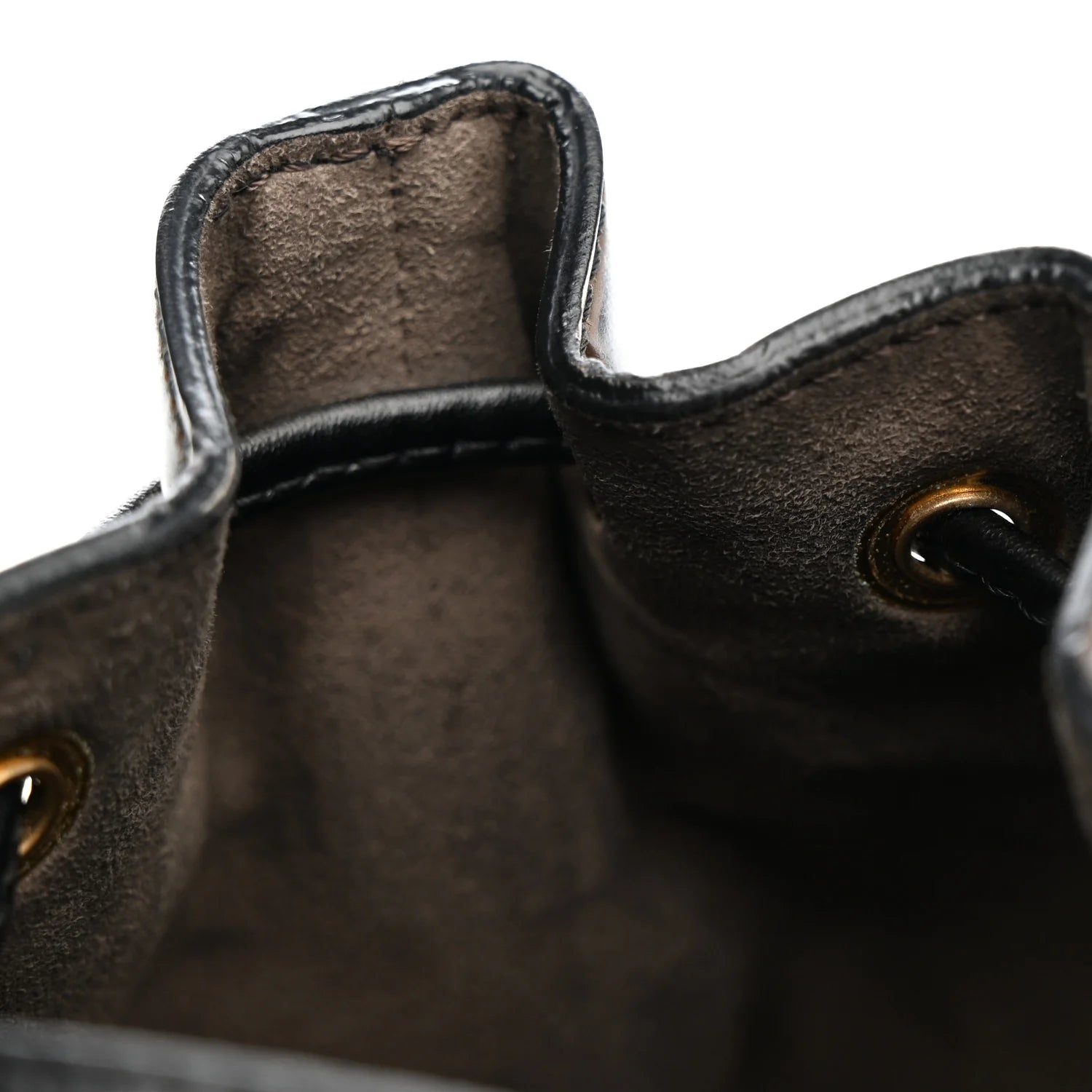 Vitello Liberty F Is  Bi-Color FF 1974 Embossed Mini Mon Tresor Bucket Bag Maya Black