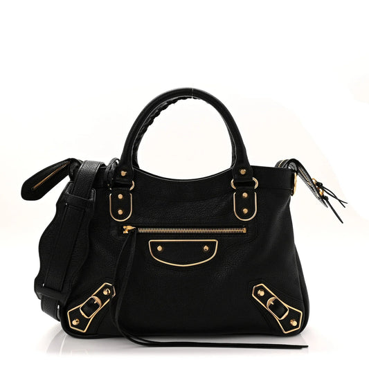 Chevre Gold Metallic Edge Hardware Town Black