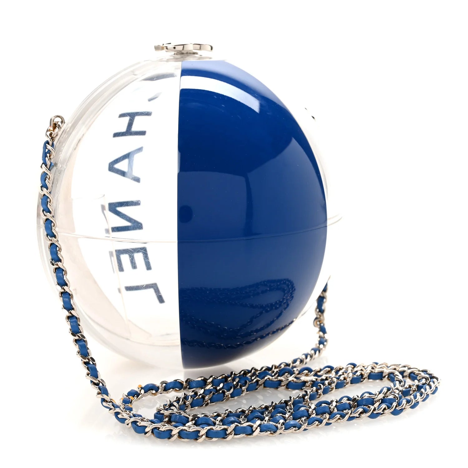 Plexiglass Coco Beach Ball Minaudiere Clutch Yellow White Blue