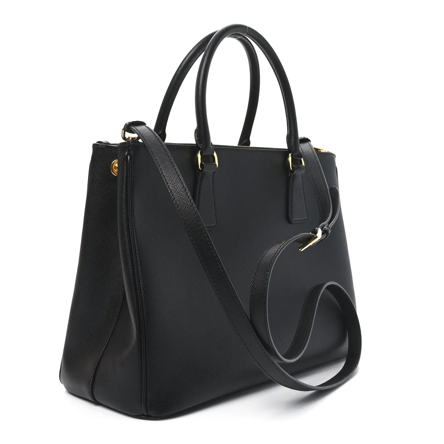 Saffiano Lux Large Galleria Double Zip Tote Black