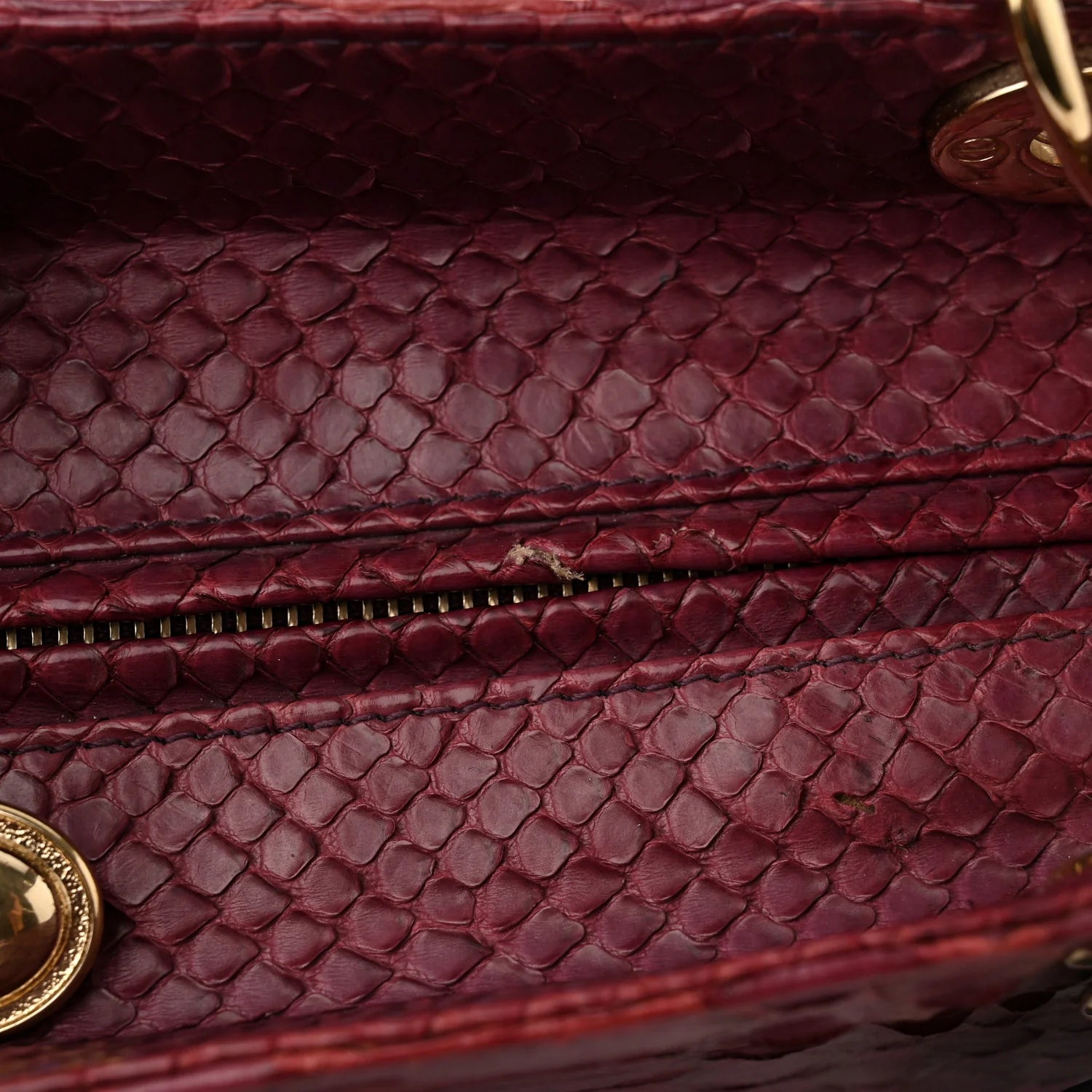 Snakeskin Medium Lady Dior Purple
