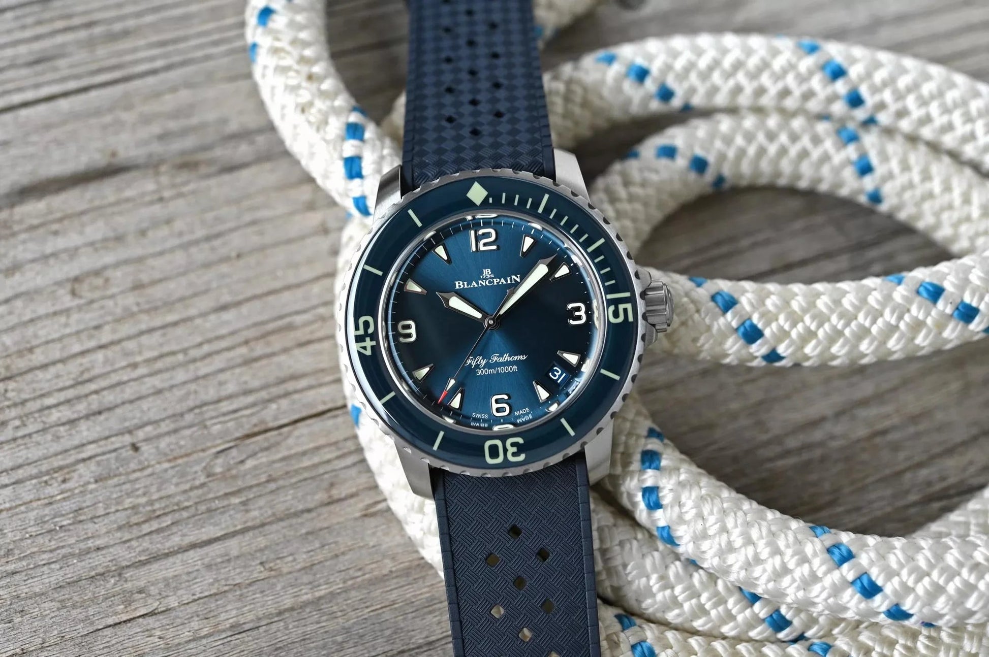 Unworn  Fifty Fathoms Automatique, Titanium, 42.3Mm, Ref# 5010-12B40-O64A, Box and Papers