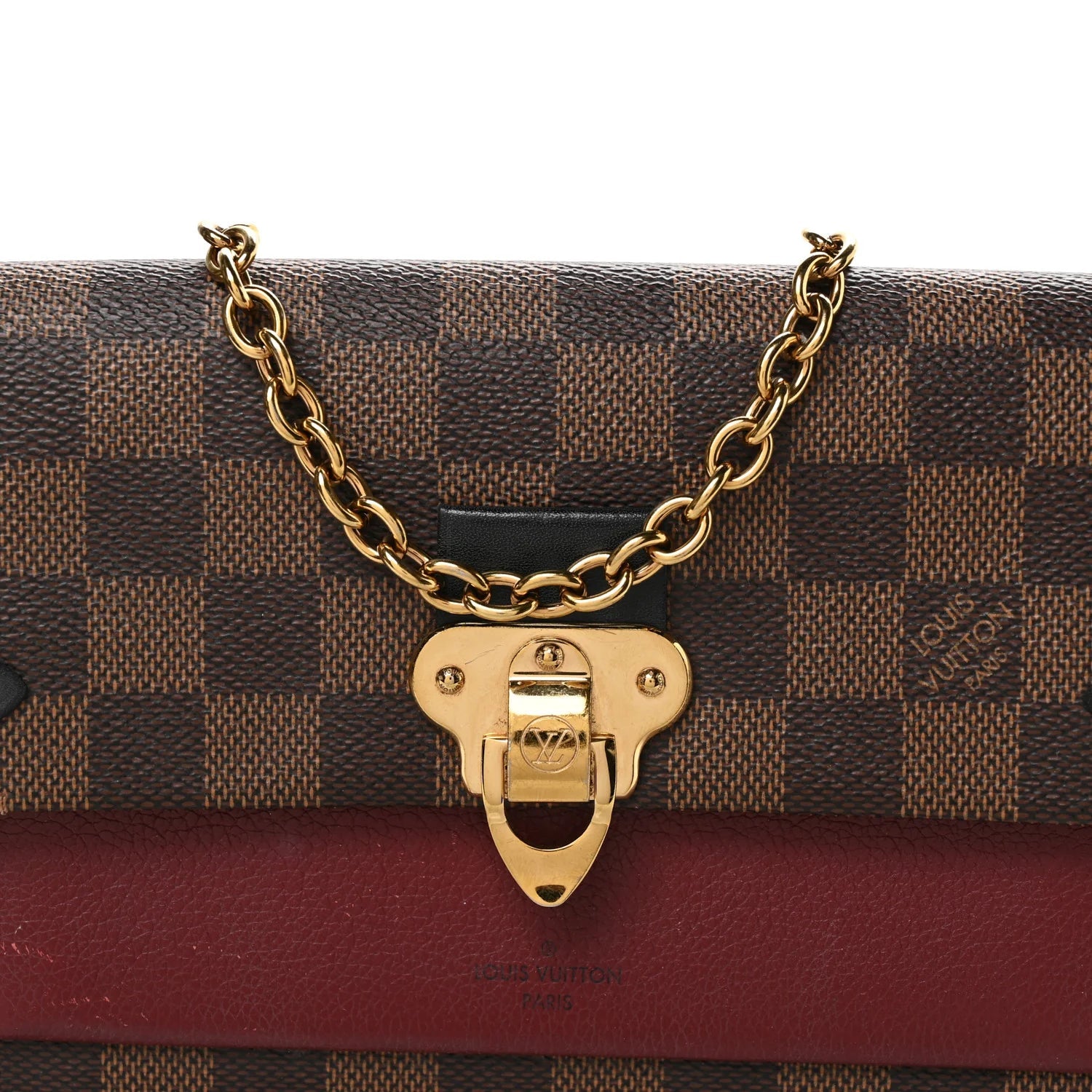 Damier Ebene Vavin Chain Wallet Red