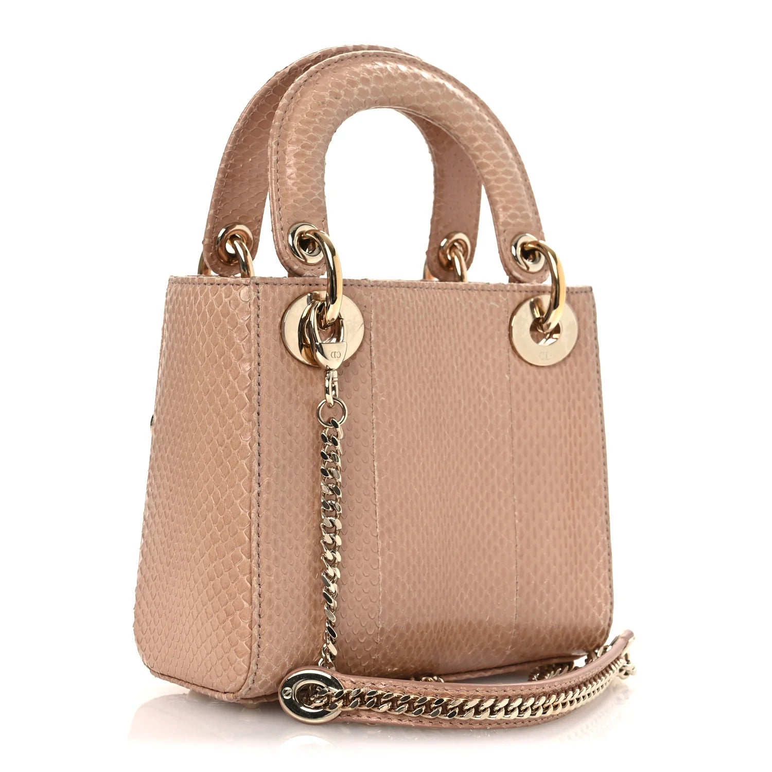 Snakeskin Mini Lady Dior Beige