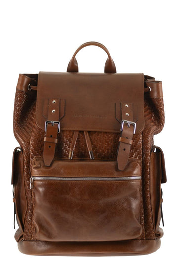 CITY BACKPACK in WOVEN CALFSKIN and COWHIDE LEATHER