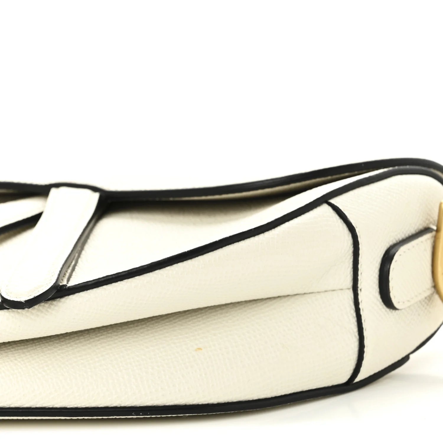 Grained Calfskin Saddle Bag White