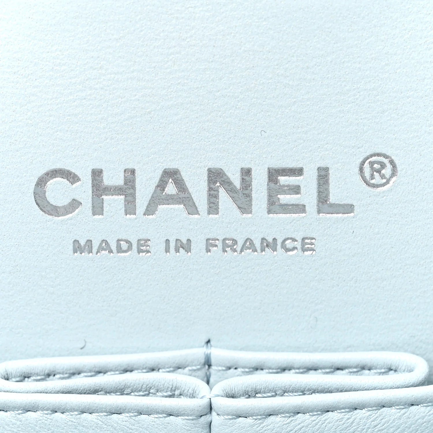 Perforated Lambskin Quilted Medium Double Flap Light Blue Light Purple White