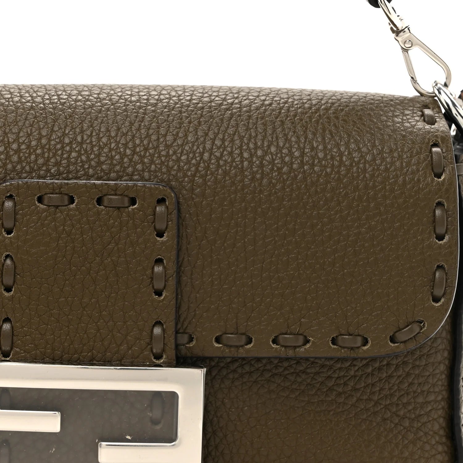 Cuoio Roma Sellerissima Nappa Sintetica Tape Stitch Mini Baguette Argento