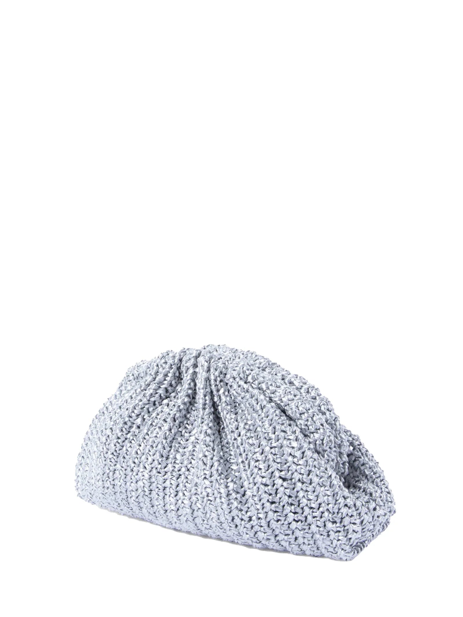 RAFFIA CROCHET SILVER CLUTCH